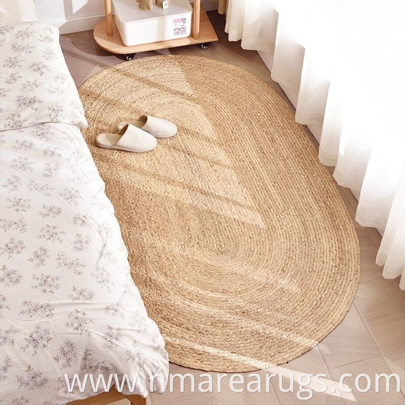 Oval Natural Fiber Water Hyacinth Braided Rug Carpet Floor Mats For Bedroom Bedside